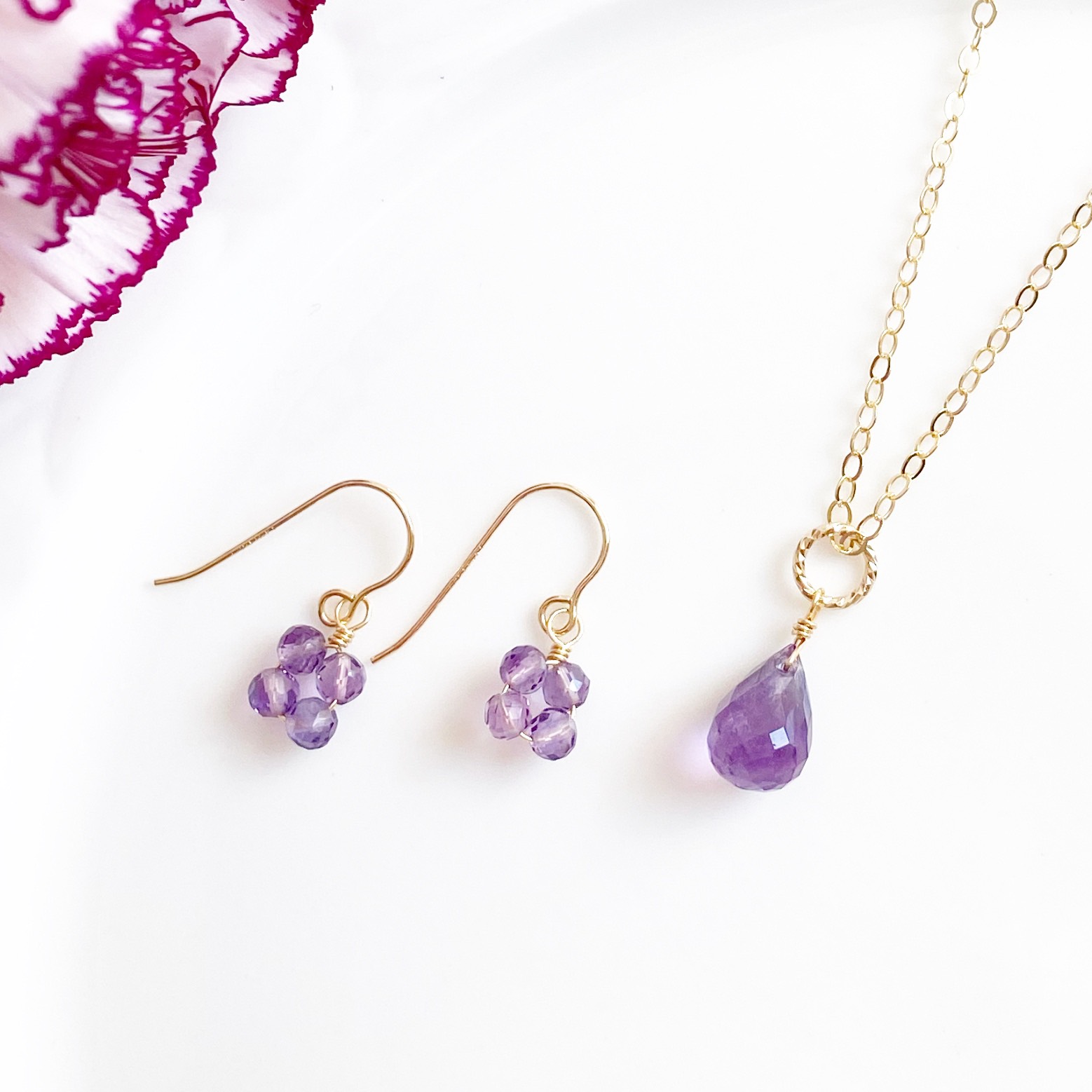 アメジスト 2月誕生石 ピアス＆ネックレスセット