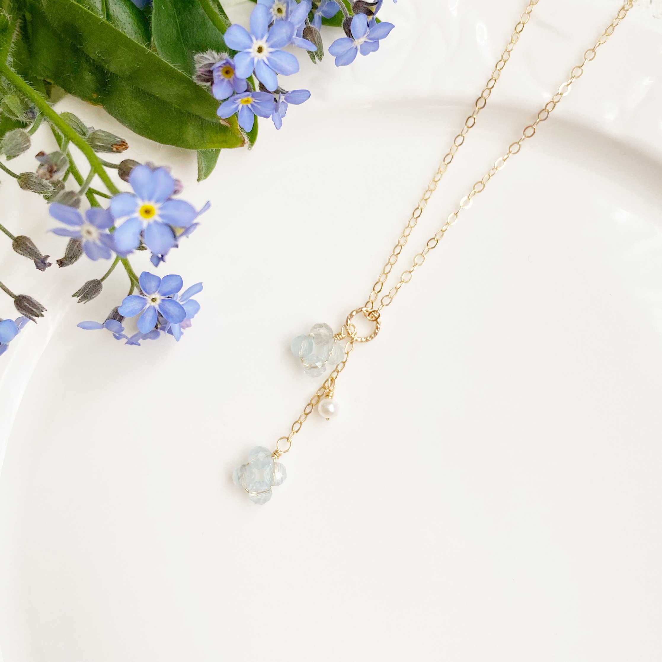 カランコエ 14KGF アクアマリン ネックレス