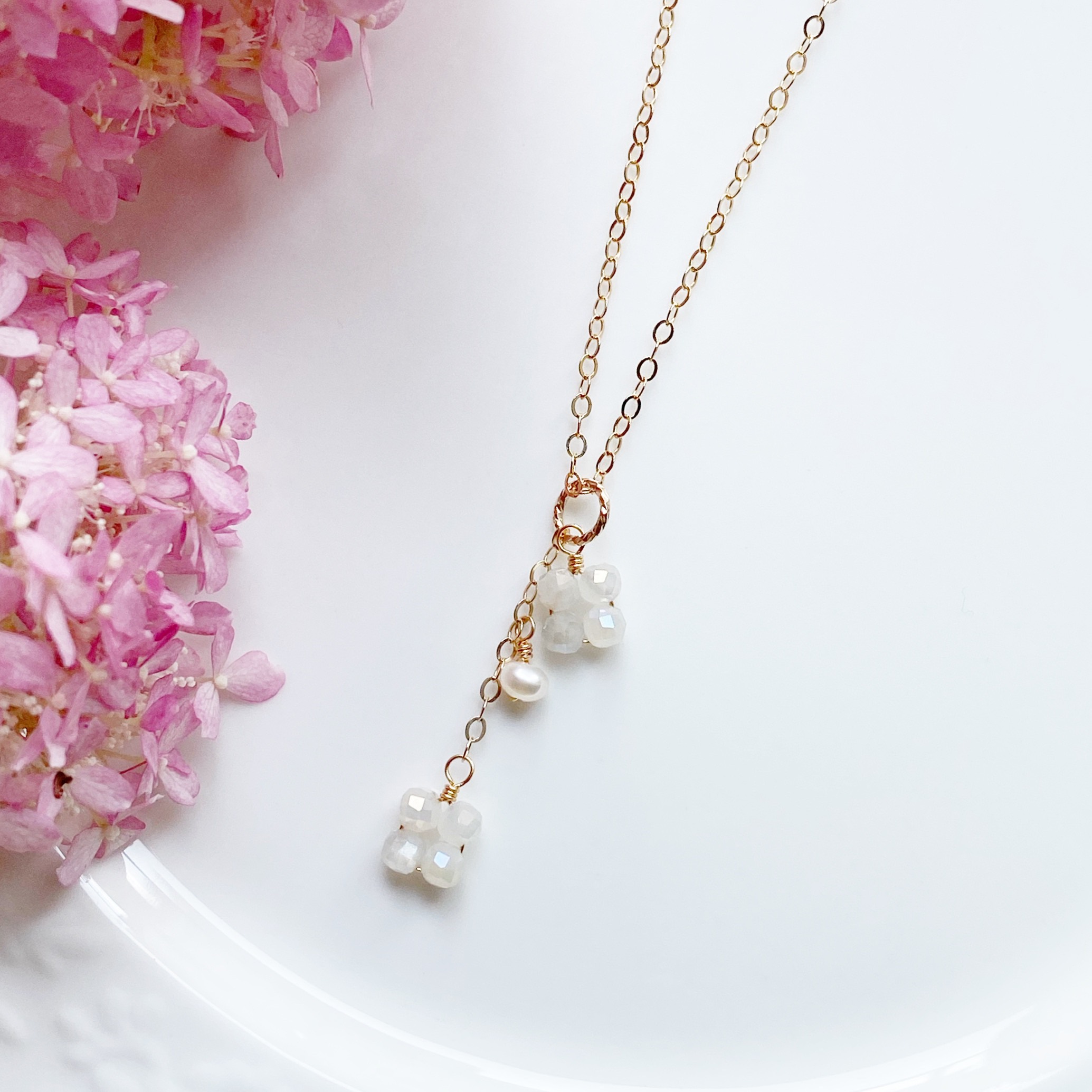 カランコエ 14KGF ホワイトムーンストーン ネックレス