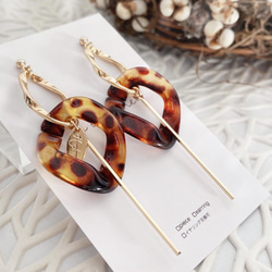 秋冬！べっ甲チェーン×スティックピアス/イヤリング 5枚目の画像