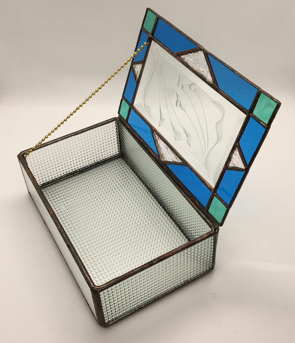 ステンドグラス！！ベベルパーツの入った小物入れ ブルー♪ その他