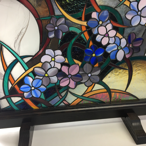 ステンドグラス！！花宇宙 木製衝立パネル♪ その他アート