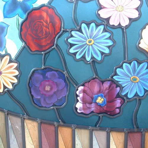 ステンドグラス 絵付けパネル！！ 花壇の中の花宇宙♪ その他