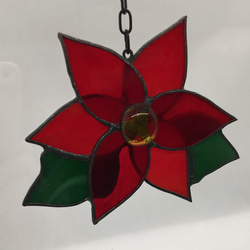 ステンドグラス！！ポインセチアのサンキャッチャー♪ サン