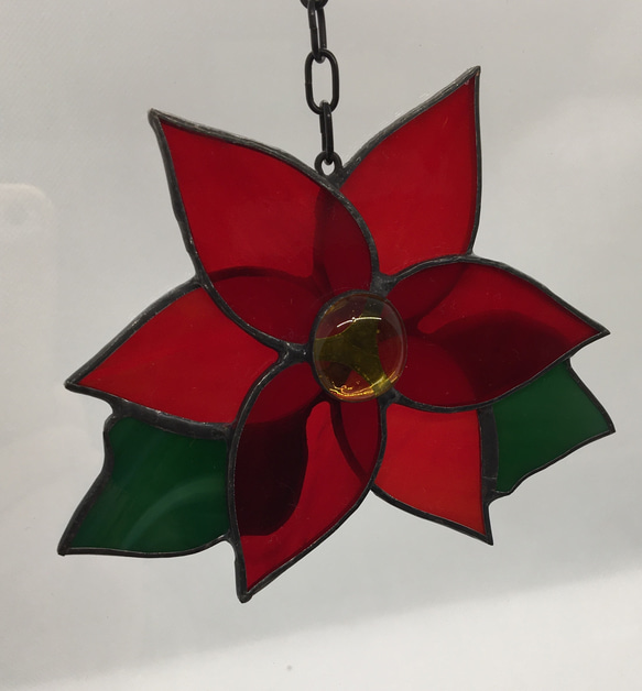 ステンドグラス！！ポインセチアのサンキャッチャー♪ サン