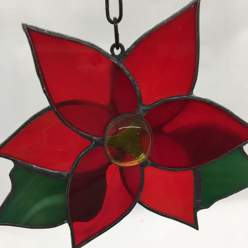 ステンドグラス！！ポインセチアのサンキャッチャー♪ サン