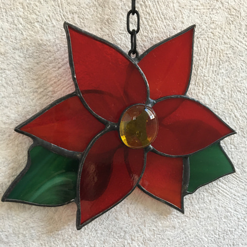 ステンドグラス！！ポインセチアのサンキャッチャー♪ サン