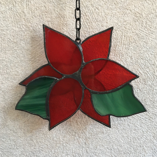 ステンドグラス！！ポインセチアのサンキャッチャー♪ サン