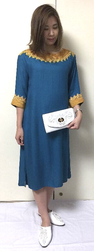パール刺繍入りクラッチバッグ&バブーシュ【ホワイト】