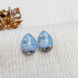 【271】青い雫のイヤリング／ピアス／レジン 271】青い雫のイヤリング／ピアス／レジン 【公式通販】