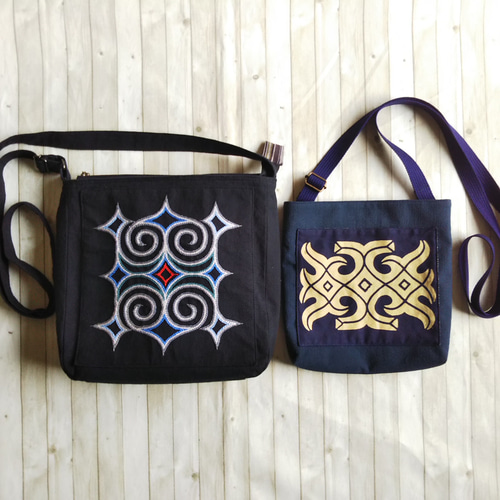 アイヌ刺繍入りショルダーバッグ(黒)『Creema限定』 ショルダー