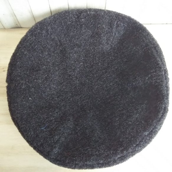 ふんわりボアのベレー帽(杢ブラック)Ｓサイズ『Creema限定』 3枚目の画像
