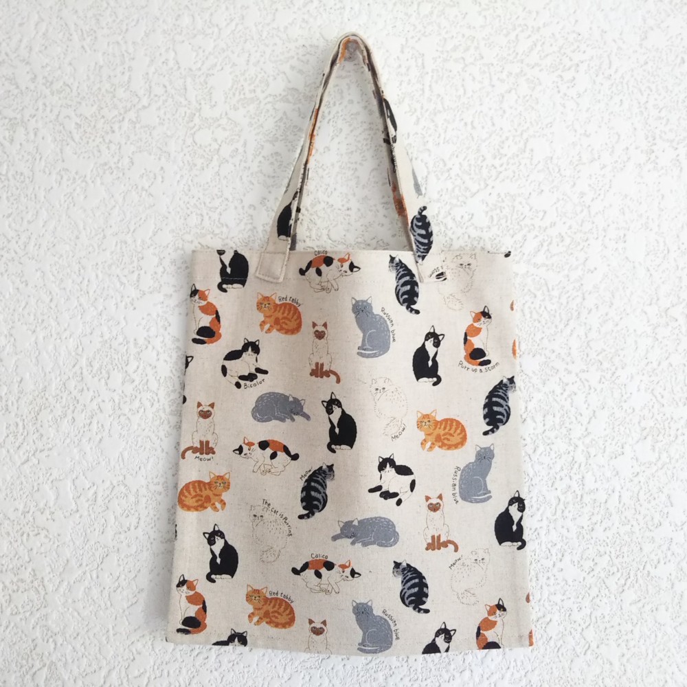 ハンドメイド　ミニミニぺったんこポーチ　鯉のぼり　トートバッグ　猫　黒　ピンク