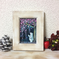水彩アート「花とガラスの花瓶Ⅲ」手描き原画、1点物。送料無料