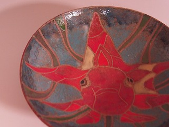 琳派風和柄「藍」金魚皿 1枚目の画像