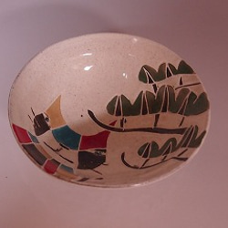 クレヨン画風「和柄猫鉢」 4枚目の画像