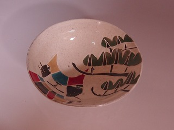 クレヨン画風「和柄猫鉢」 4枚目の画像