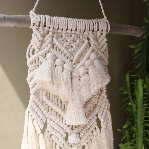 x暧。未知の木×マクラメ織の縁取られた壁画 タペストリー・壁掛け Busy