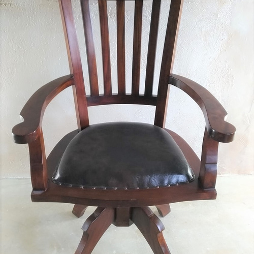 アンティーク調 回転 アームチェア 書斎椅子 無垢材 椅子（チェアー