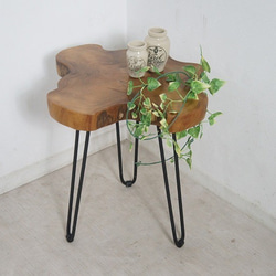 サイドテーブル 切り株 天板 木製 アイアン脚 切株 木目 おしゃれ 天然