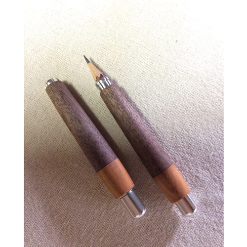 鉛筆ホルダー プッシュタイプ 桜×ブラックウォールナット ペン・筆記