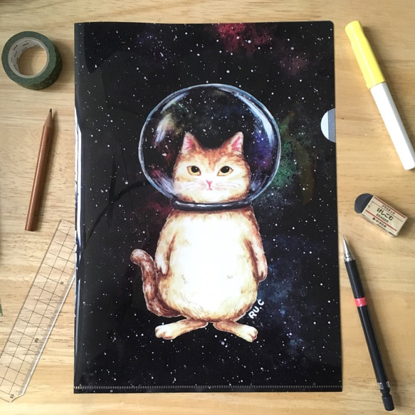 玻璃球貓 玻波 宇宙貓 收納膠文件夾 第1張的照片