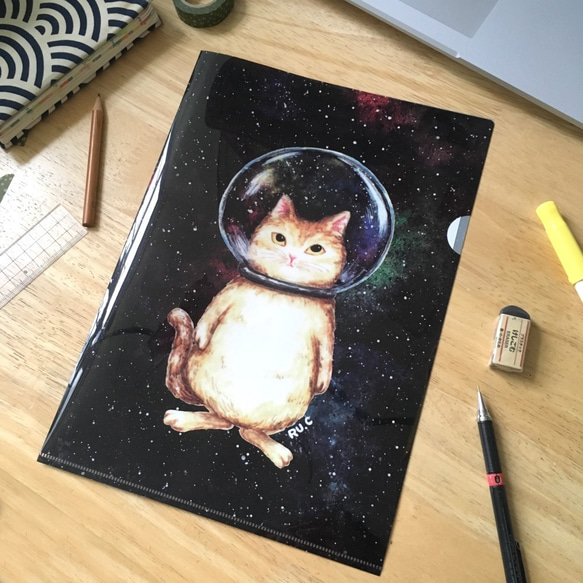 玻璃球貓 玻波 宇宙貓 收納膠文件夾 第3張的照片