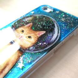 ガラス玉猫ガラス波宇宙猫ハンドドロッププラスチック電話ケース 2枚目の画像