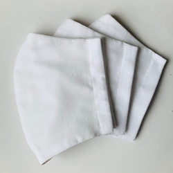 セール！【送料無料】手作り立体布マスク シンプルな白の夏マスク フィルターポケット付き 1枚目の画像