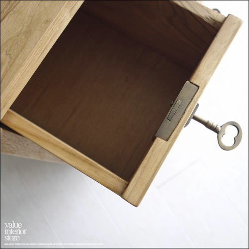 チーク総無垢 真鍮鍵箪笥N 収納家具 鍵付きタンス 箪笥 道具箱