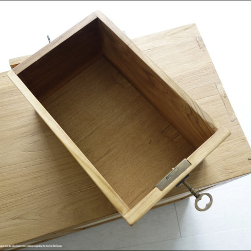 チーク総無垢 真鍮鍵箪笥N 収納家具 鍵付きタンス 箪笥 道具箱