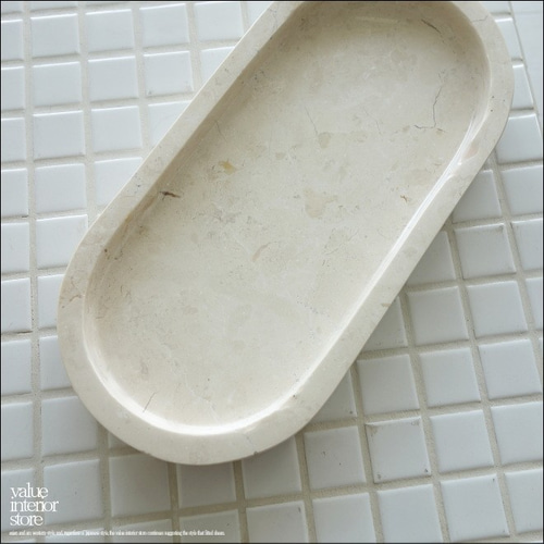 大理石トレイOV-IV25cm 天然大理石 マーブルトレイ 小物入れ 自然石