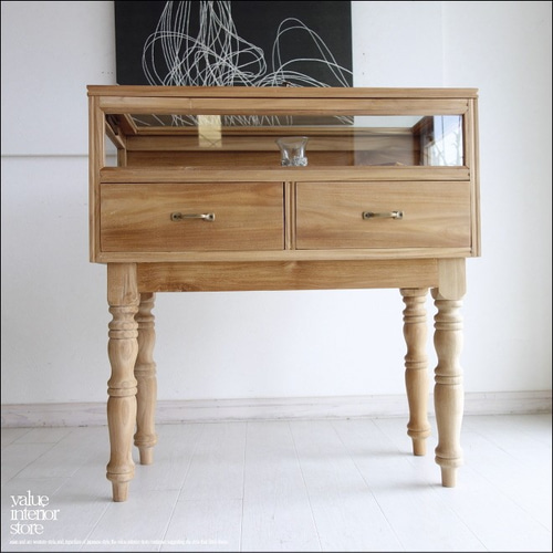 チーク無垢材 コレクションケースNU ガラスショーケース 什器 飾り棚