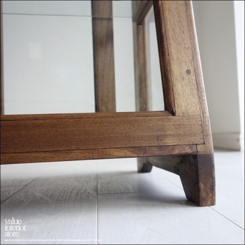 チーク無垢材 台形ショーケースMed ガラスケース コレクションケース