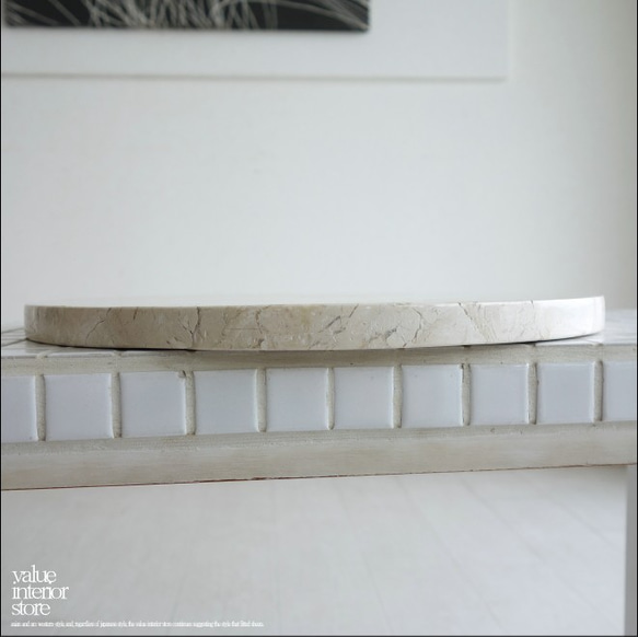 大理石トレイCir-IV 天然大理石 マーブルトレイ 飾り台 小物置き 円形 フラット 自然石 トレー 洗面用品置き 5枚目の画像