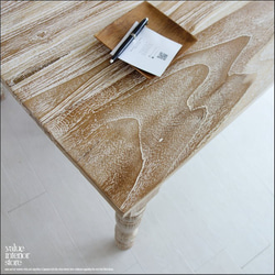 オールドチーク総無垢 ダイニングテーブルLW 食卓テーブル デスク ハンドメイド 天然木 古材家具 机 シンプル 2枚目の画像