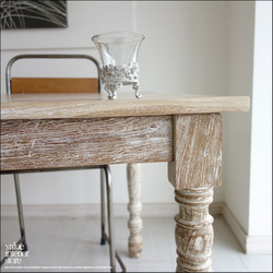 オールドチーク総無垢 ダイニングテーブルLW 食卓テーブル デスク ハンドメイド 天然木 古材家具 机 シンプル 3枚目の画像