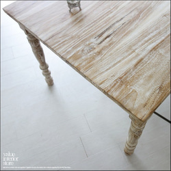 オールドチーク総無垢 ダイニングテーブルLW 食卓テーブル デスク ハンドメイド 天然木 古材家具 机 シンプル 5枚目の画像