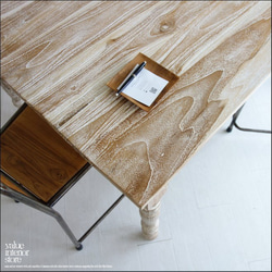オールドチーク総無垢 ダイニングテーブルLW 食卓テーブル デスク ハンドメイド 天然木 古材家具 机 シンプル 9枚目の画像