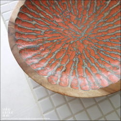 モンキーポッド総無垢材 デコレーショントレイR 菓子鉢 小物入れ 飾り皿 木製 手作り エスニック ハンドメイド 一点物 2枚目の画像