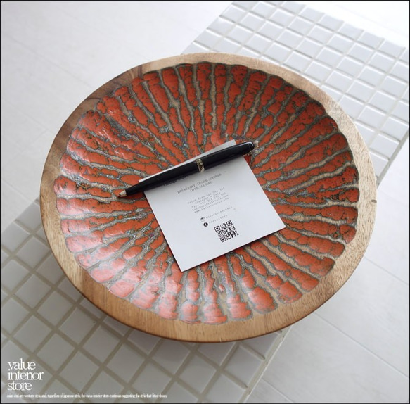 モンキーポッド総無垢材 デコレーショントレイR 菓子鉢 小物入れ 飾り皿 木製 手作り エスニック ハンドメイド 一点物 4枚目の画像