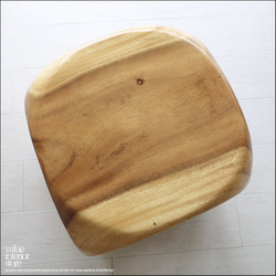 ウッデンスクエアスツールN1 椅子 イス ベンチ チェア 手作り ナチュラル 椅子 サイドテーブル モンキーポッド総無垢 8枚目の画像