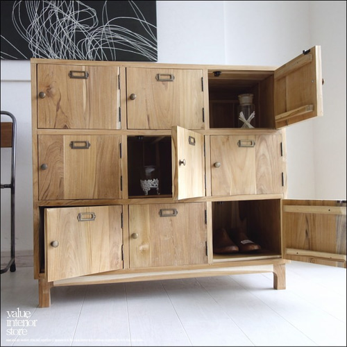 チーク無垢材 ロッカーNA 下駄箱 シュ－ズボックス 収納家具 靴箱