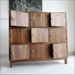 チーク無垢材 ロッカーMed 下駄箱 シュ－ズボックス 収納庫 下足箱