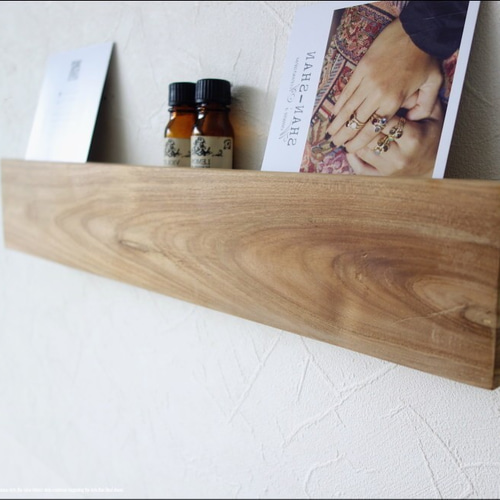 チーク総無垢材 ウォールシェルフ44/N 壁掛収納 飾り棚 ラック