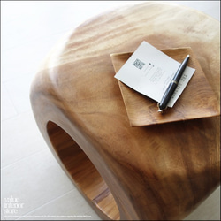 ウッデンスクエアスツールN2 椅子 イス ベンチ チェア 手作り ナチュラル 椅子 サイドテーブル モンキーポッド総無垢 5枚目の画像