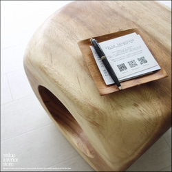 ウッデンスクエアスツールN3 椅子 イス ベンチ 新品 チェア 手作り ナチュラル 椅子 サイドテーブル モンキーポッド 5枚目の画像