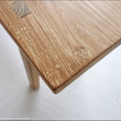 オールドチーク無垢材ベンチ UF5 長椅子 古材家具 一枚板 総無垢 ナチュラル 椅子 イス チェア シンプル 木製家具 4枚目の画像