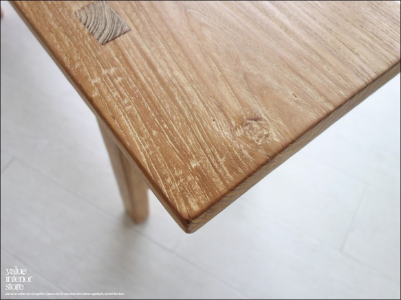 オールドチーク無垢材ベンチ UF5 長椅子 古材家具 一枚板 総無垢 ナチュラル 椅子 イス チェア シンプル 木製家具 4枚目の画像