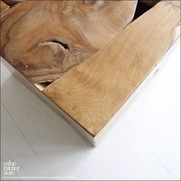 無垢 チークブロックスツールN/8 椅子 イス ベンチ チェア ナチュラル 手作り家具 チェア 銘木 無垢材家具 2枚目の画像